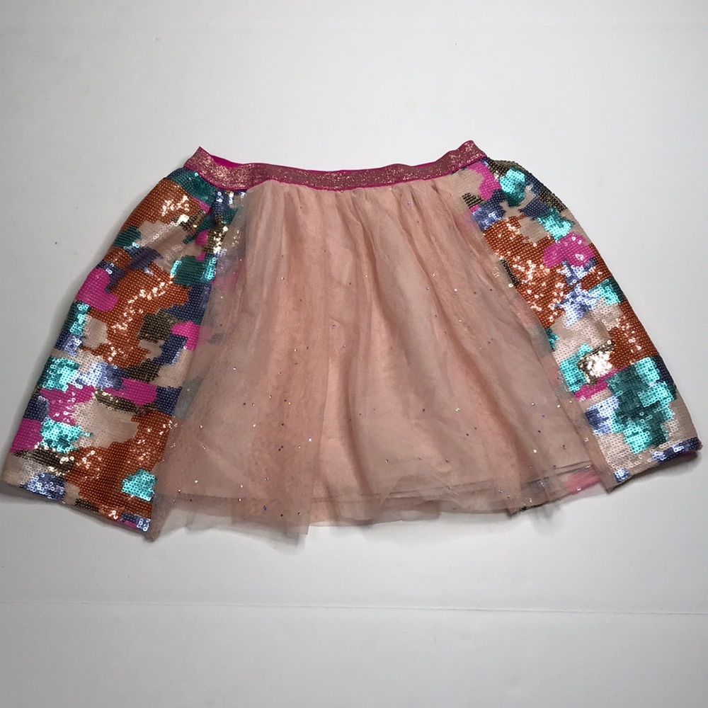 Cat & Jack Sequin Colorful Camo Star Skirt L 10-12